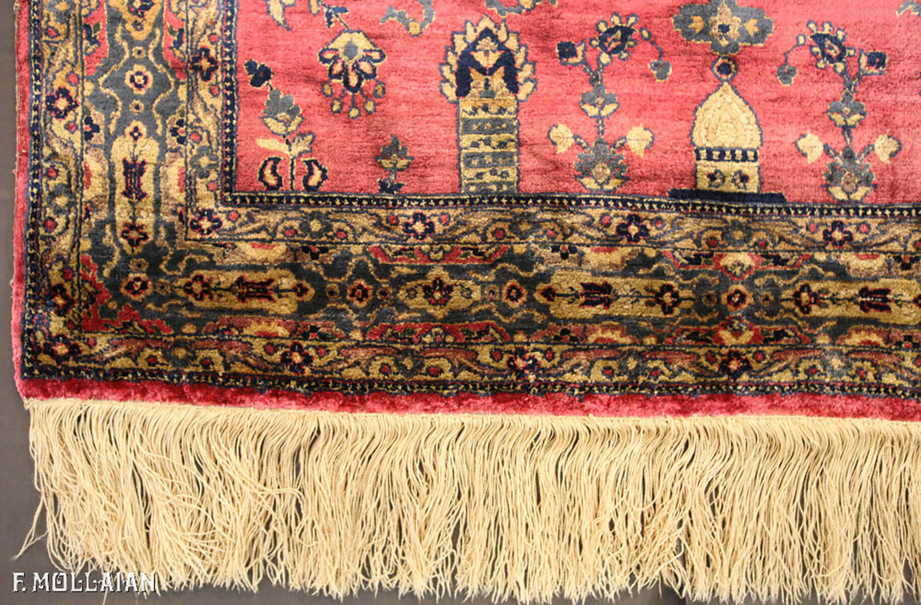 Tapis Persan Antique Kashan Soie n°:66043137